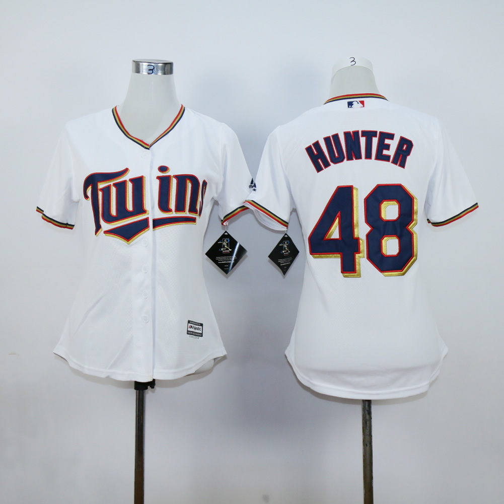 Women Minnesota Twins 48 Hunter White MLB Jerseys
